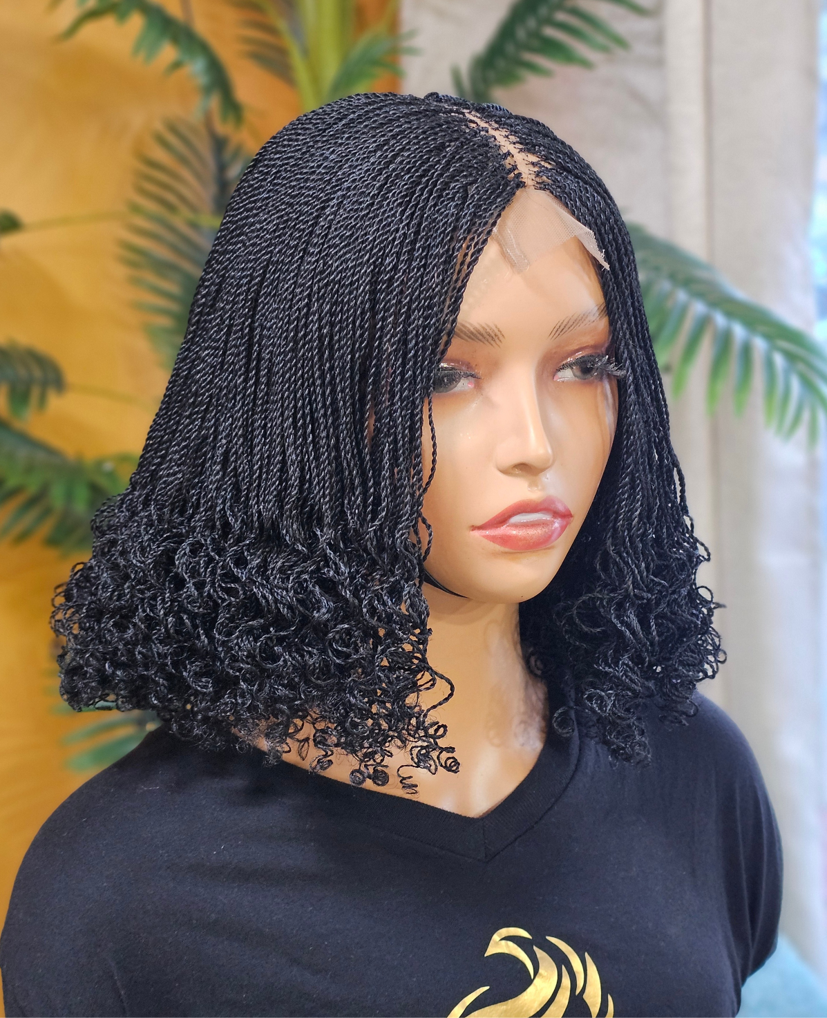 Short Bob twist braided wig with 2x6 closure