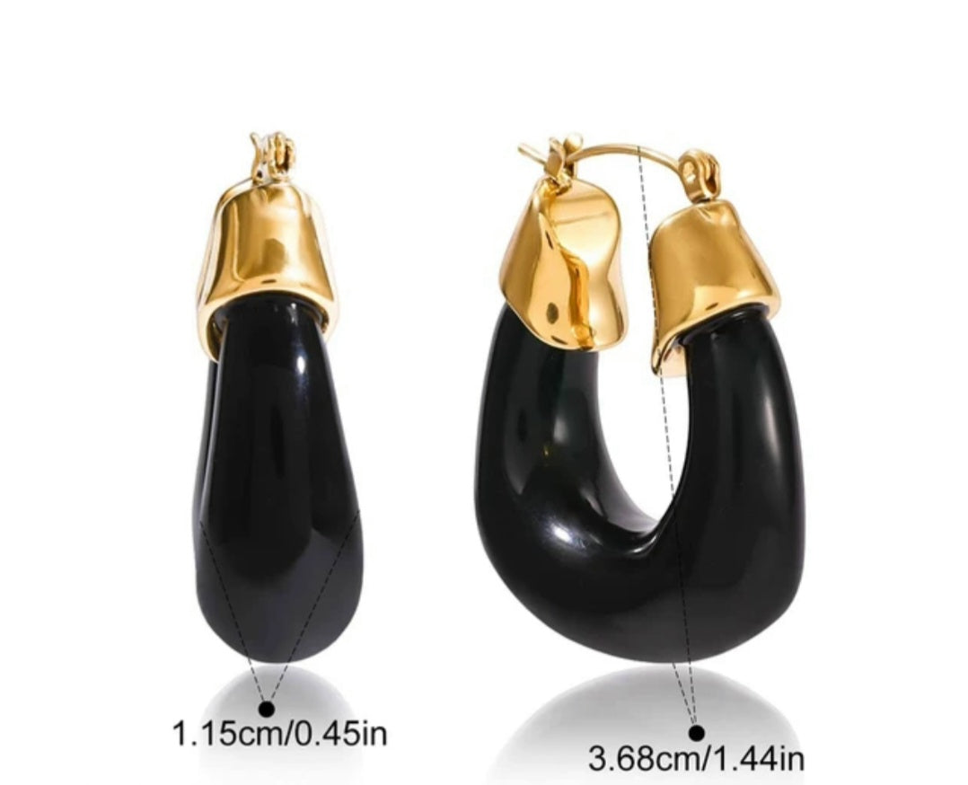 JBW Trendy Vintage Winter Resin Chubby Moon U-shaped Earrings