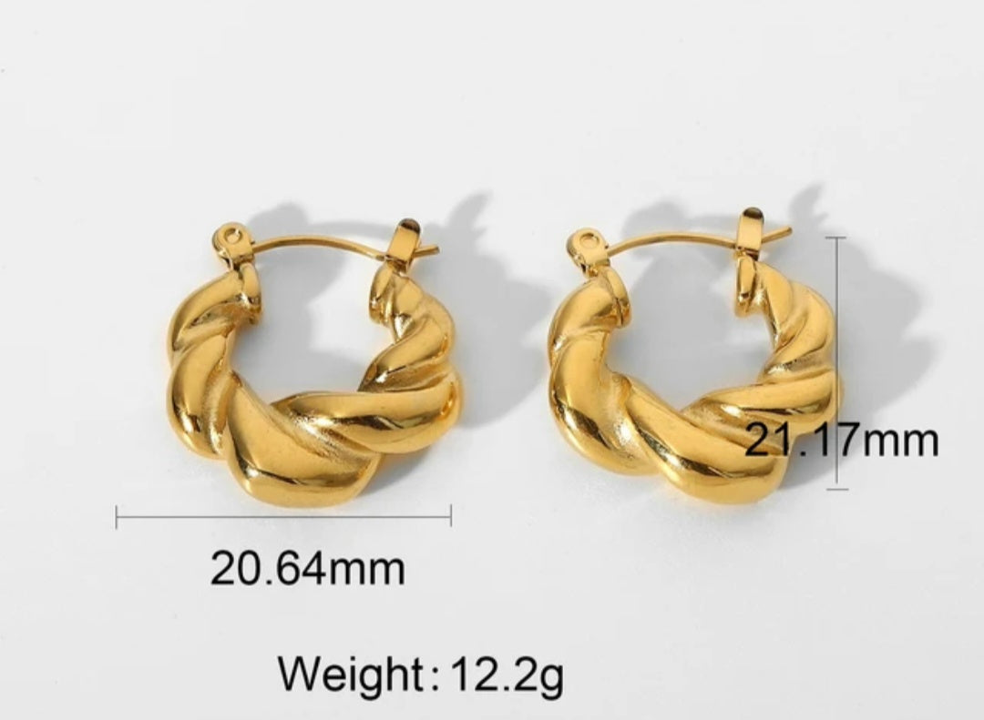 JBW Croissant Hoop Earrings 18K Gold Plated Stainless