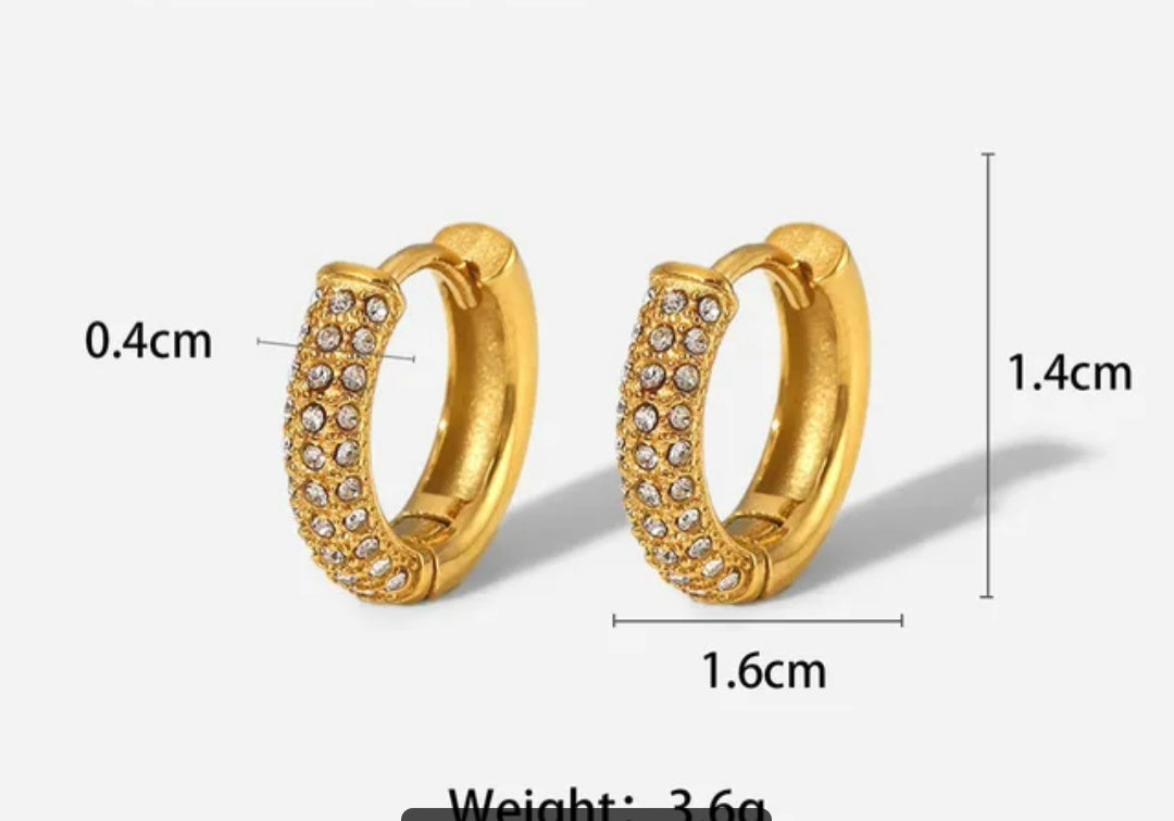 JBW 18K Gold Plated Clear Zircon Paved Hoop Earrings
