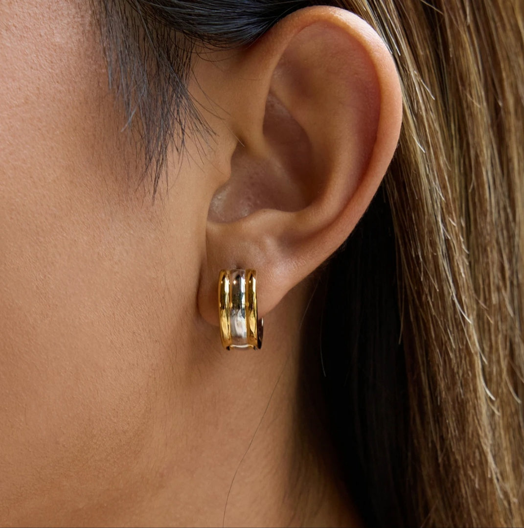 JBW Fashion Two Tone Hoop Earring