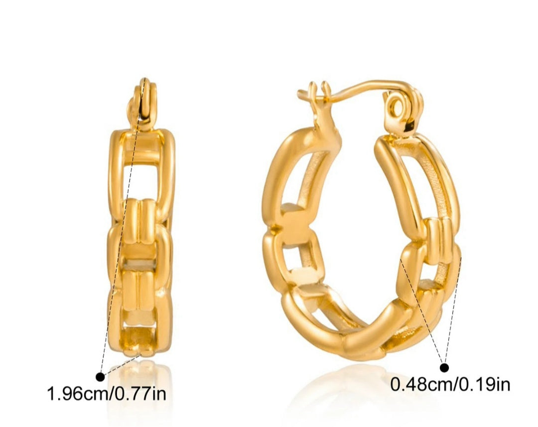 JBW Minimalist Fashion Hoop Earring 18K Gold Plating Stainless Steel