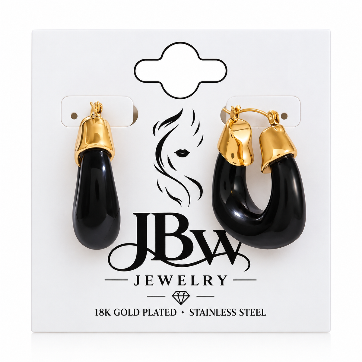 JBW Trendy Vintage Winter Resin Chubby Moon U-shaped Earrings