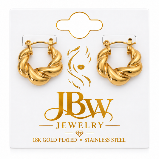 JBW Croissant Hoop Earrings 18K Gold Plated Stainless
