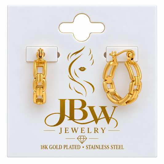 JBW Minimalist Fashion Hoop Earring 18K Gold Plating Stainless Steel
