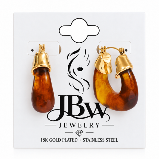 JBW Trendy Vintage Winter Resin Chubby Moon U-shaped Earrings