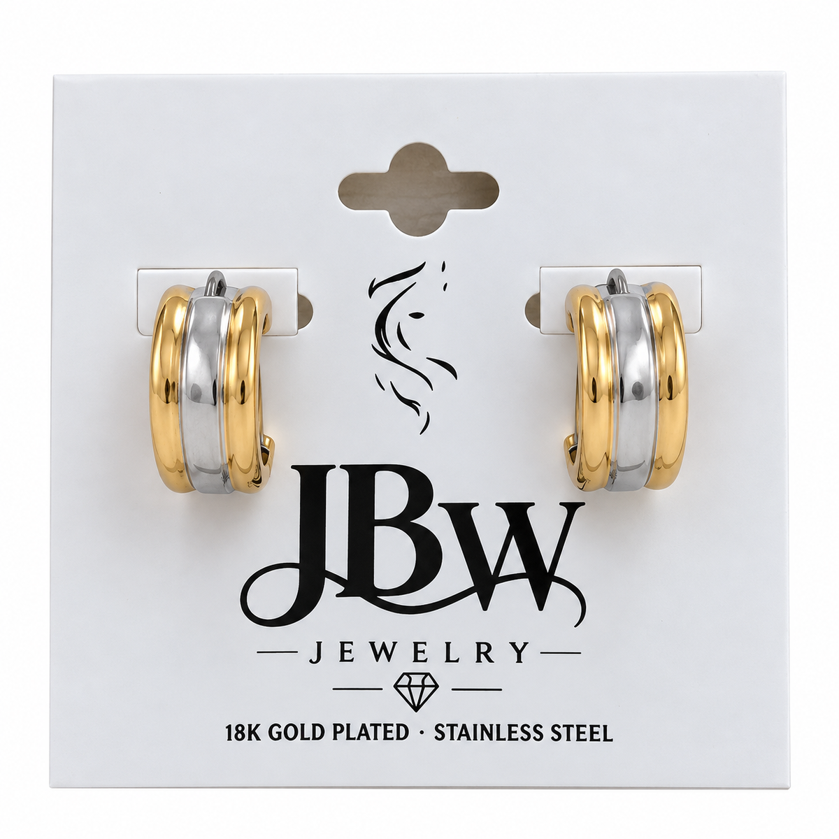 JBW Fashion Two Tone Hoop Earring